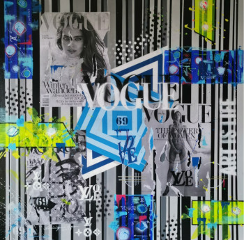 Œuvre contemporaine nommée « VOGUE BLUE », Réalisée par CRAZYART DOMINIQUE DOERR