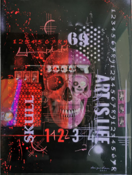 Œuvre contemporaine nommée « SKULL RED », Réalisée par CRAZYART DOMINIQUE DOERR