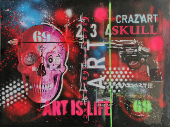 Œuvre contemporaine nommée « REVOLVER SKULL », Réalisée par CRAZYART DOMINIQUE DOERR