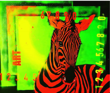 Œuvre contemporaine nommée « ZEBRE RED », Réalisée par CRAZYART DOMINIQUE DOERR