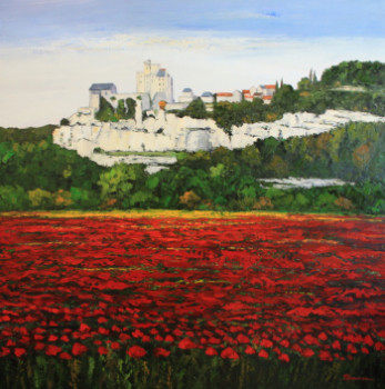 Œuvre contemporaine nommée « Coquelicots à Beynac », Réalisée par JEAN-FRANçOIS CLEMENCEAU