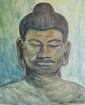 Œuvre contemporaine nommée « Statut Tête de Bouddha », Réalisée par THIRITHK