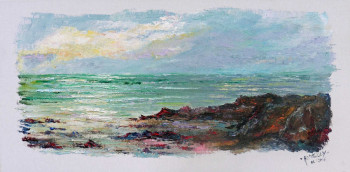 Œuvre contemporaine nommée « Soleil voilé en baie d' Audierne », Réalisée par MICHEL HAMELIN
