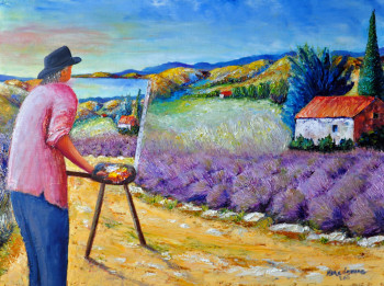 Œuvre contemporaine nommée « je peins la Provence », Réalisée par MARC LEJEUNE