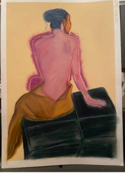 Œuvre contemporaine nommée « Femme pensive », Réalisée par JUJU