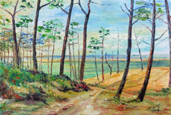 Œuvre contemporaine nommée « Souvenirs d'enfance Arcachon le sentier de la plage. », Réalisée par MICHEL HAMELIN