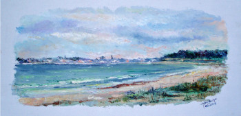 Œuvre contemporaine nommée « L'Ile Tudy vue de la plage », Réalisée par MICHEL HAMELIN