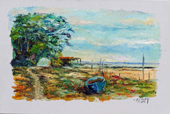 Œuvre contemporaine nommée « Arcachon, la pointe du lapin blanc », Réalisée par MICHEL HAMELIN