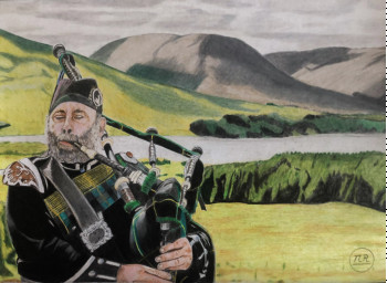 Œuvre contemporaine nommée « Au cœur des Highlands », Réalisée par PIRDESSINS