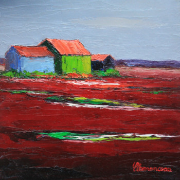 Œuvre contemporaine nommée « Cabanes dans le Marais rouge », Réalisée par JEAN-FRANçOIS CLEMENCEAU