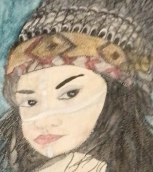 Œuvre contemporaine nommée « my pretty indian in native american 2 », Réalisée par ANNE-B