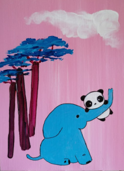 Œuvre contemporaine nommée « Babar et le Panda », Réalisée par FELJAZZ