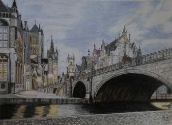 Pont Saint-Michel à Gand - Sint-Michielsbrug in Gent. Sur le site d’ARTactif