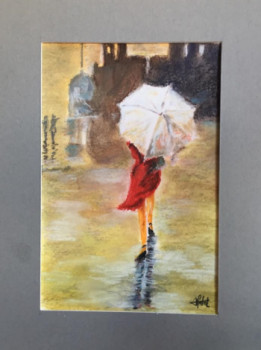 Œuvre contemporaine nommée « Le parapluie blanc », Réalisée par JEAN-FRANçOIS MALET
