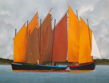 Œuvre contemporaine nommée « Sinagots en Golfe  du Morbihan », Réalisée par KERDILES MICHEL
