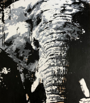 Œuvre contemporaine nommée « Éléphant », Réalisée par NAMA ARTE
