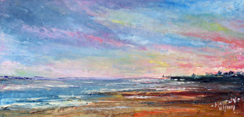 Œuvre contemporaine nommée « Arcachon , soleil levant sur Eyrac », Réalisée par MICHEL HAMELIN