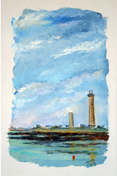Œuvre contemporaine nommée « Le phare d'Echmüle vu du port de Kerity », Réalisée par MICHEL HAMELIN