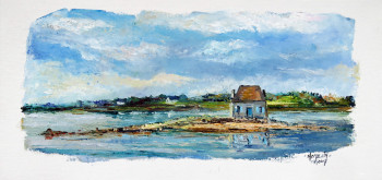 Œuvre contemporaine nommée « St Cado la petite maison à marée haute », Réalisée par MICHEL HAMELIN