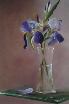 Œuvre contemporaine nommée « Les Iris bleu », Réalisée par REGINE MAIGNAN