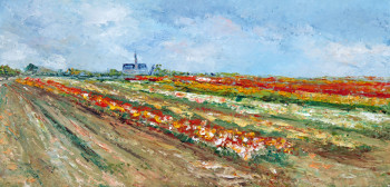 Œuvre contemporaine nommée « champs de tulipes à La Torche », Réalisée par MICHEL HAMELIN