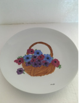 Œuvre contemporaine nommée « Grande assiette "Le panier et les fleurs" », Réalisée par ATELIER MCD85