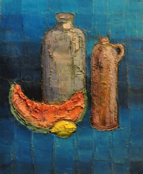 Œuvre contemporaine nommée « Grès et pastèque », Réalisée par PHILIPPE JAMIN