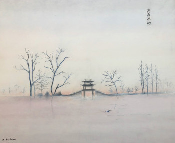 Œuvre contemporaine nommée « Lac de l'Ouest, pont pavillon, Chine », Réalisée par MARTHE BRILMAN