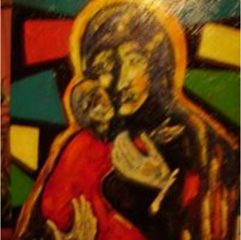 Œuvre contemporaine nommée « la Vierge et l'enfant - (15p) », Réalisée par LUC LUFA
