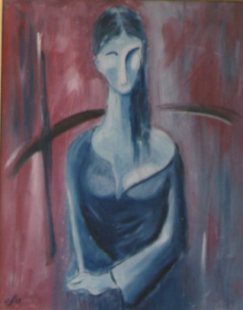 Œuvre contemporaine nommée « Femme à la robe bleue - (8p) », Réalisée par LUC LUFA