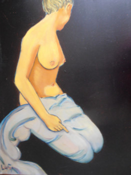Œuvre contemporaine nommée « Femme au voile bleu  -  (25p) », Réalisée par LUC LUFA