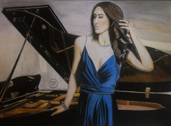 Œuvre contemporaine nommée « Piano derrière l'artiste. », Réalisée par PIRDESSINS