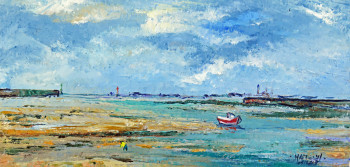 Œuvre contemporaine nommée « Le port de Kerity àmarée basse », Réalisée par MICHEL HAMELIN