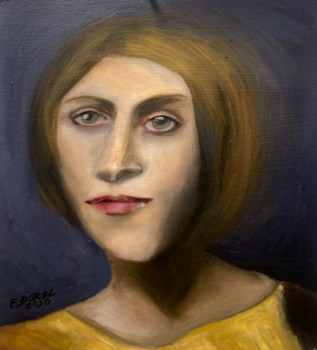 Œuvre contemporaine nommée « Girl with gray blue background. », Réalisée par FONTECLOSE ART