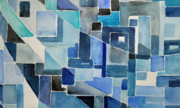 Œuvre contemporaine nommée « Bleus (22-001) », Réalisée par JACQUELINE PELON