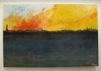 Œuvre contemporaine nommée « Bordeaux sous les flammes 1 », Réalisée par PIERRE JOSEPH