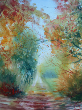 Œuvre contemporaine nommée « L'automne dans la forêt », Réalisée par JACQUES MASCLET