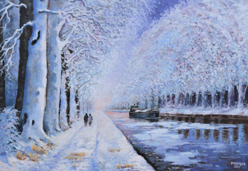 Œuvre contemporaine nommée « Canal du Rhône au Rhin en hiver », Réalisée par ROBERT SCHOULER