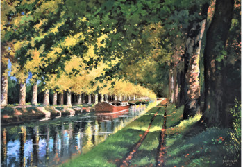 Œuvre contemporaine nommée « canal du Rhône au Rhin en été », Réalisée par ROBERT SCHOULER