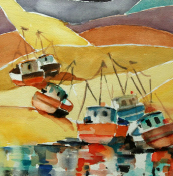 Œuvre contemporaine nommée « Bateaux Echoués dans les Sables (20-014) », Réalisée par JACQUELINE PELON