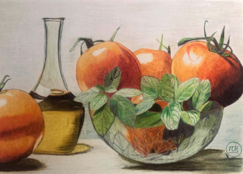 Œuvre contemporaine nommée « Récolte de tomates », Réalisée par PIRDESSINS