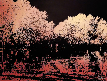 Œuvre contemporaine nommée « L'etang rose », Réalisée par SOSTEN