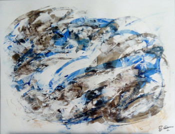 Œuvre contemporaine nommée « Le bleu et le sépia », Réalisée par MYRIAM CARBONNIER