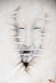 Œuvre contemporaine nommée « ULULATO (crayon graphite et lavis) », Réalisée par VERENE QUADRANTI