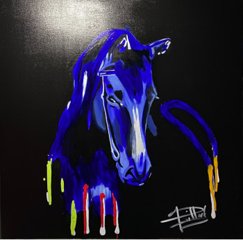 Œuvre contemporaine nommée « Cheval bleu », Réalisée par PATART30