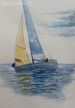 Œuvre contemporaine nommée « Solitaire du figaro 2 », Réalisée par NELLY SIMON