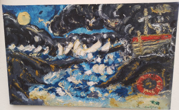 Œuvre contemporaine nommée « Mer déchaînée », Réalisée par LAURENCE SAUVIGNON