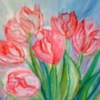 Œuvre contemporaine nommée « La brassée de tulipes », Réalisée par SEREN