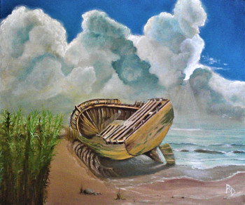 Œuvre contemporaine nommée « la barque », Réalisée par EL LAVI