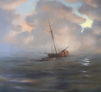 Œuvre contemporaine nommée « bateau sur l'eau », Réalisée par EL LAVI